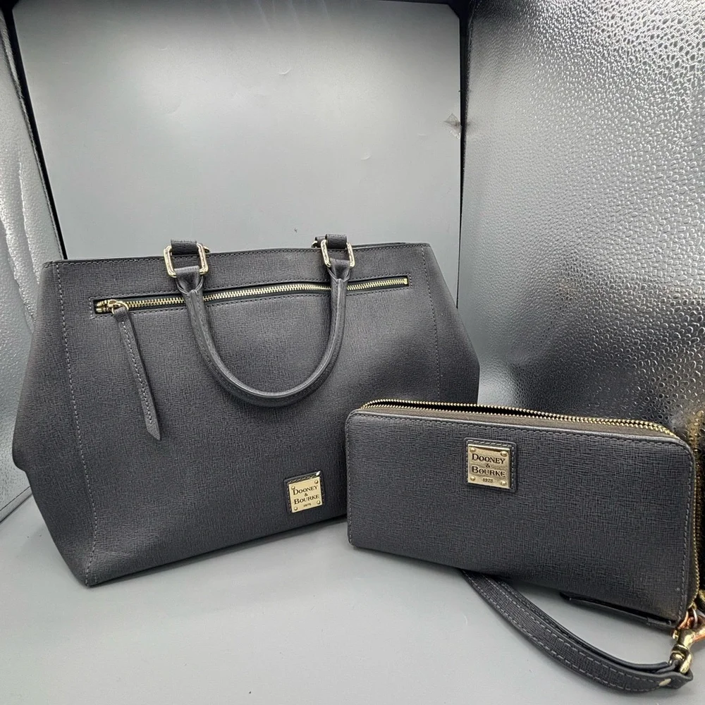 Dooney & Bourke Saffiano Zip Satchel and Wallet Set